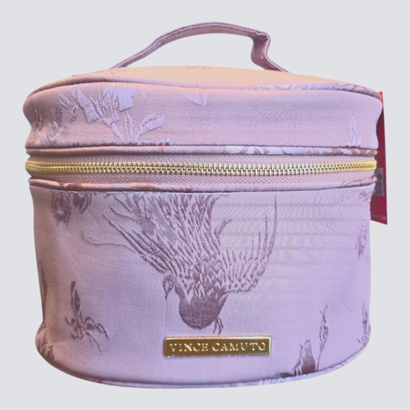 Vince Camuto Lilac Embossed Fabric Cosmetic Makeup Storage Case - Picture 1 of 6
